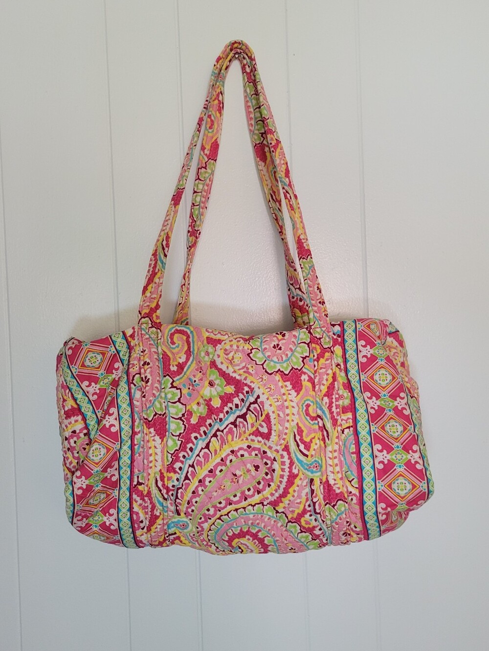 Vera Bradley Capri Melon Tote Small Duffel Overnight Bag Quilted Retired Pink
